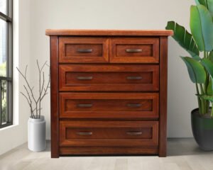 Five Drawer Wooden Tallboy