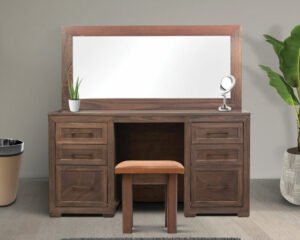 Wooden Dresser Set-All Drawers with Swivel Mirror + Stool