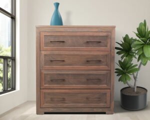Four Drawer Wooden Chest With Mirror
